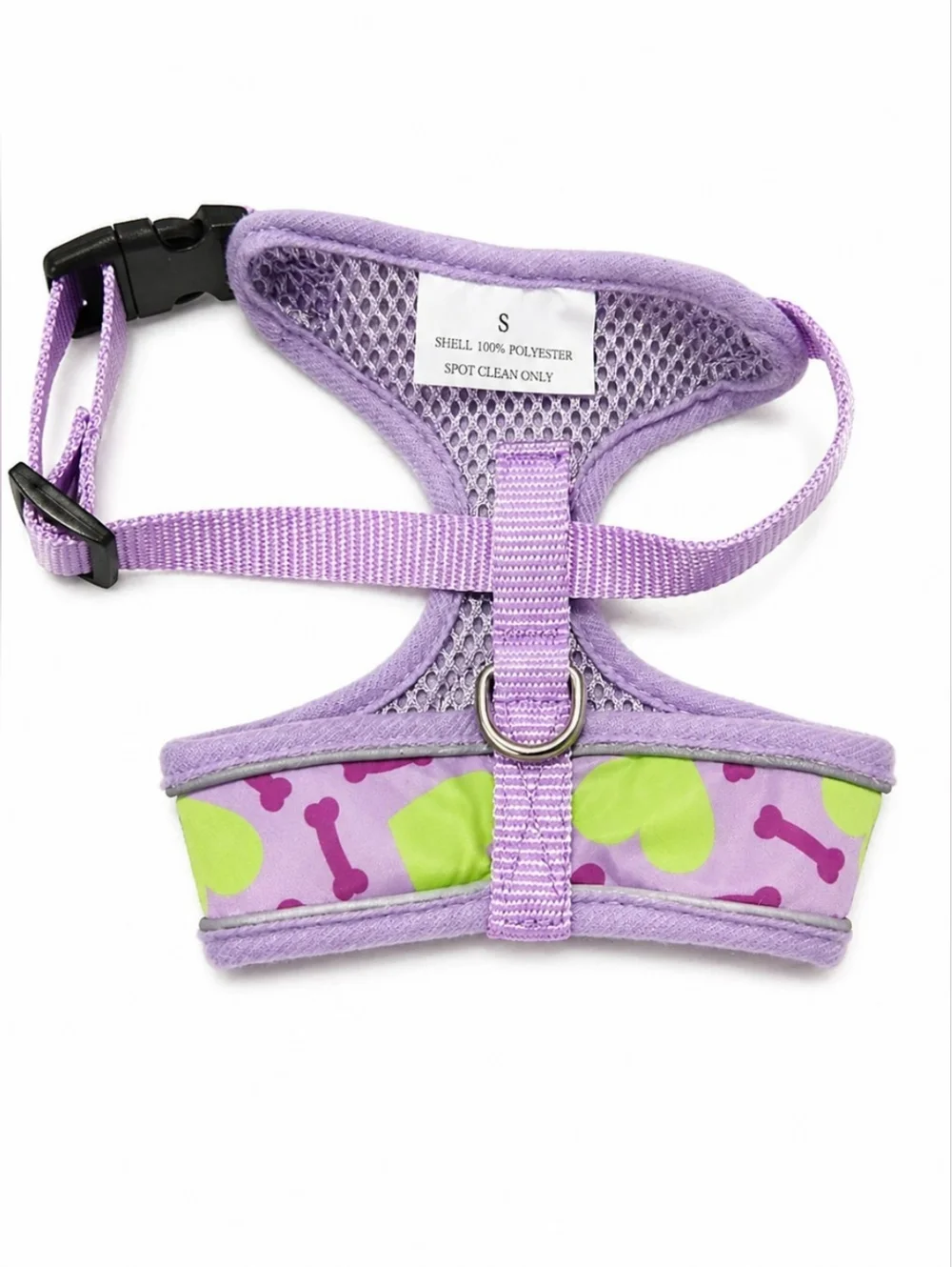 Purple & Green Bone Print Dog Harness Size Small